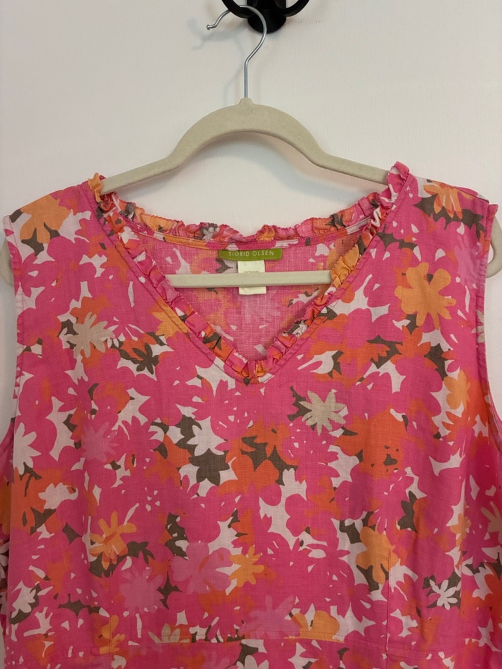 Sigrid Olsen 100% Linen floral summer dress size 18 - Picture 2 of 6